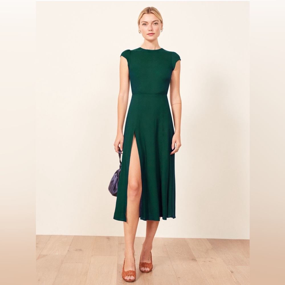 Reformation Gavin Dress Emerald Green 12